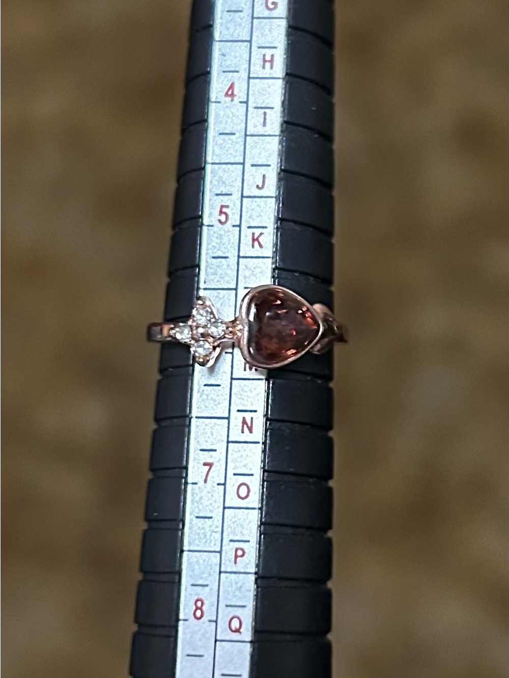 Heart Gem Gold tone Ring with purple and clear stones - Picture 3 of 3